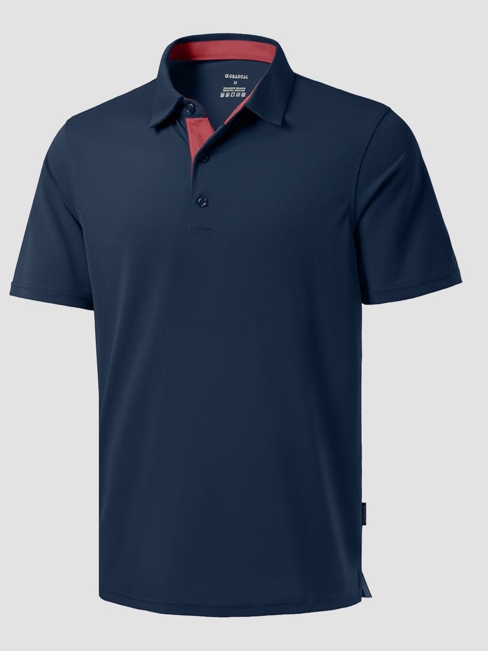 NWT G Gradual Men's Short Sleeve Polo Shirt Navy Blue Red Contrast Small